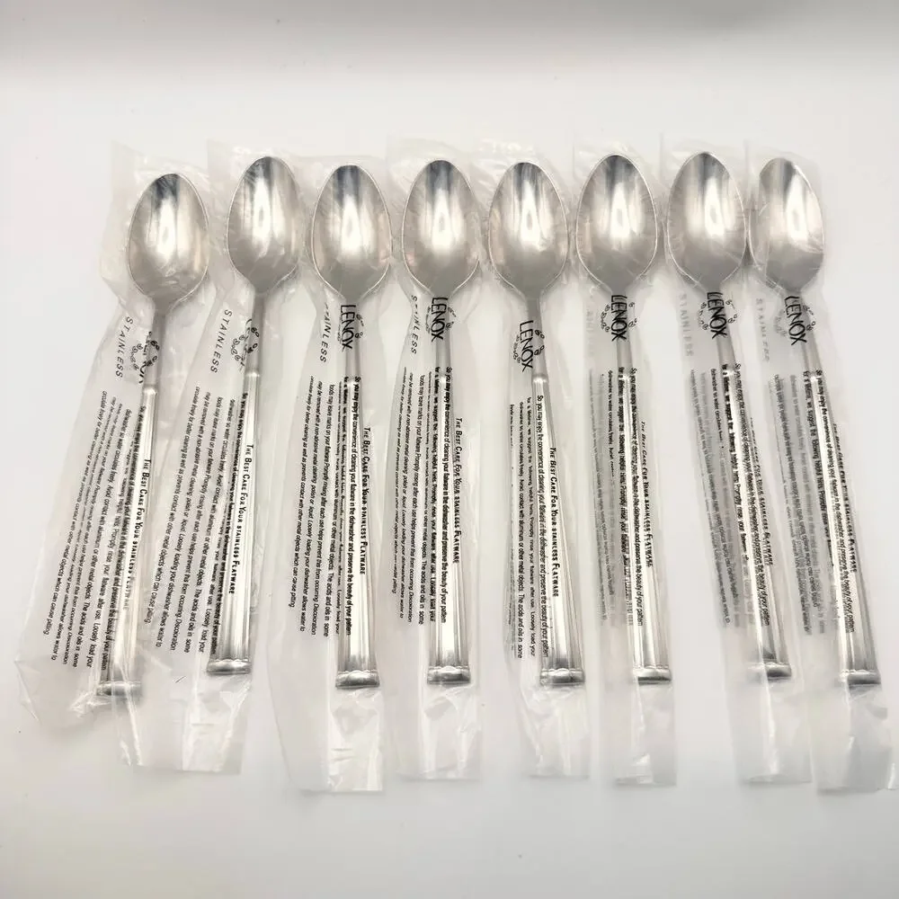 Lenox Stainless Vietnam Lanford New Ice Tea Spoon Set Flatware Replacement 8 Set